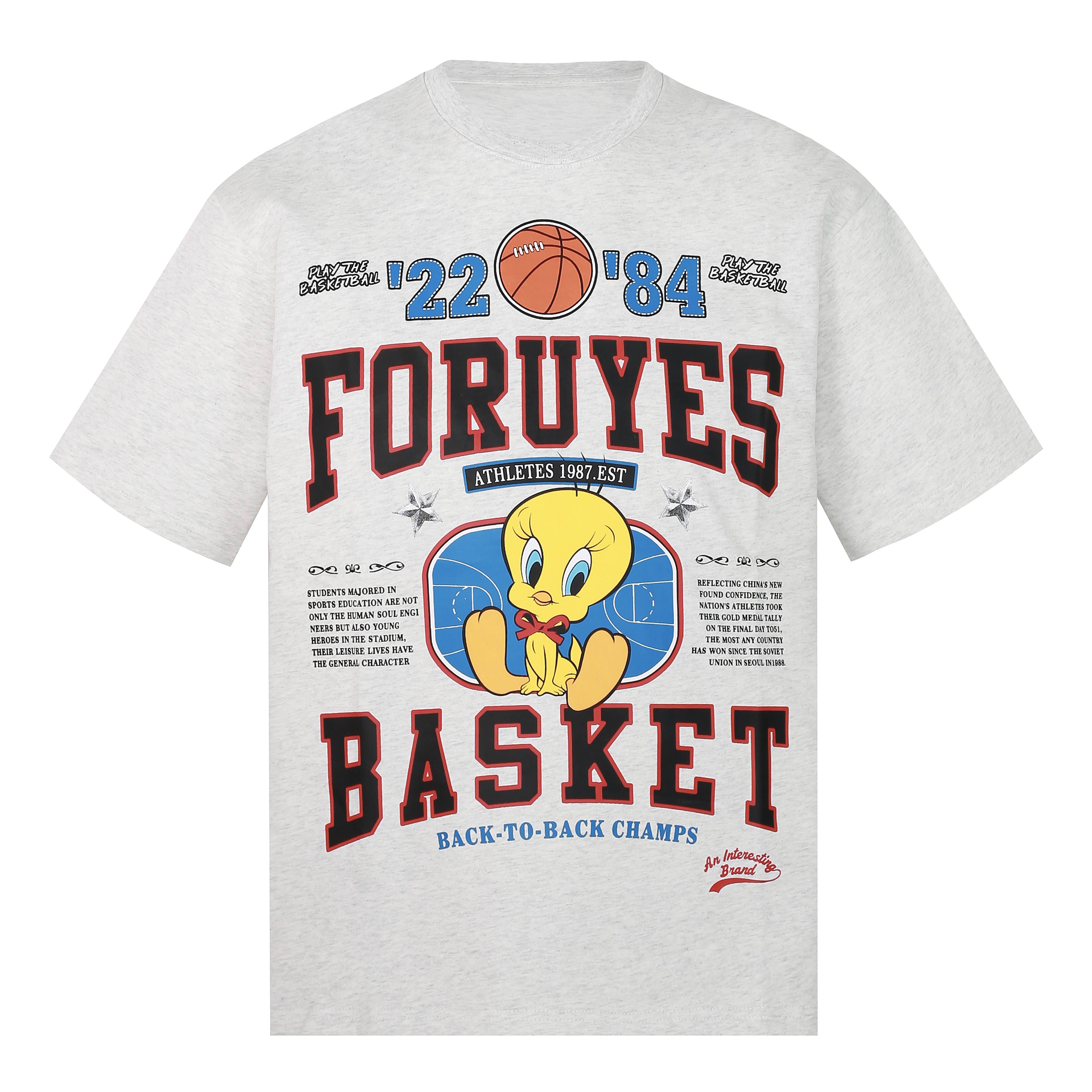 Trendy American Bird Basketball Letter Print Short Sleeve T-Shirt for Couples - Spring Summer Style, Casual Y2K Vibe