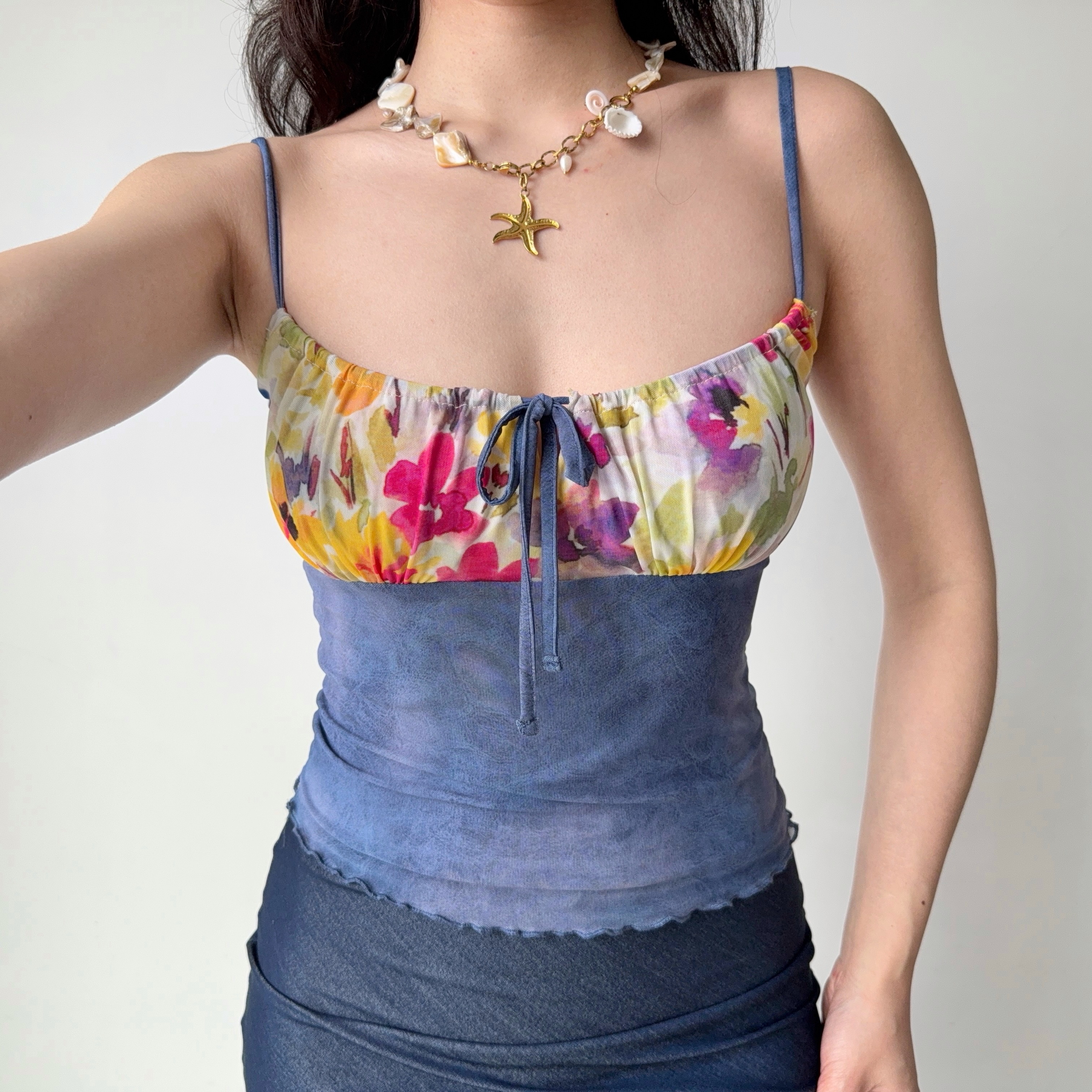 Trendy Backless Spliced Camisole Top - Women's DIY Printed Outerwear in European and American Style