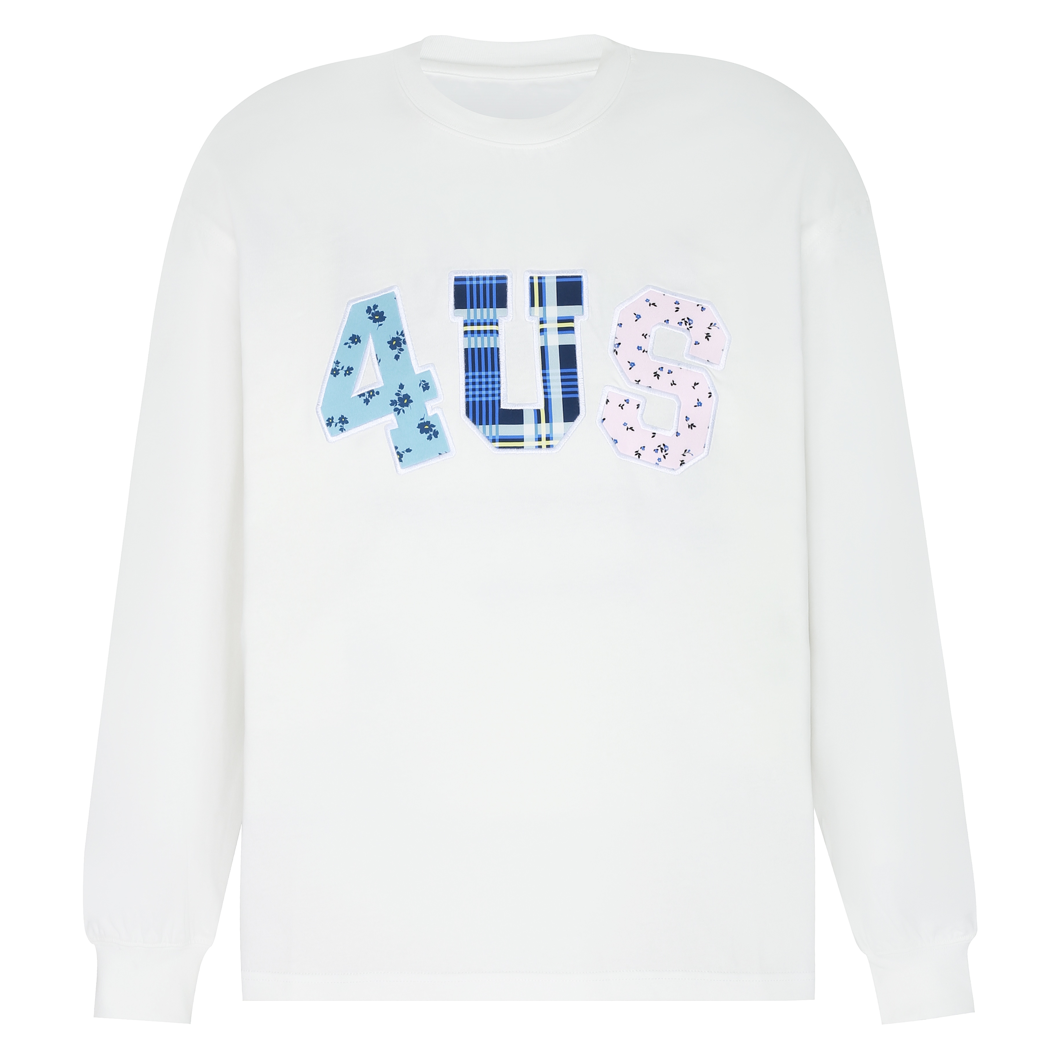Trendy Couple Long Sleeve T-Shirt, Spring Autumn Plaid Floral Patchwork Embroidered, Loose Fit, Y2K Style