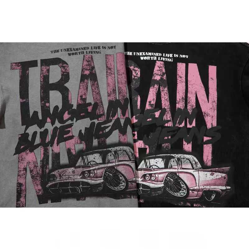 Trendy Oversized Vintage Graffiti Letter Short-Sleeve T-Shirt for Men and Women - Hip-Hop Streetwear Style