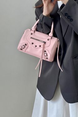 Trendy Pink Motorcycle Crossbody Bag for Women – Stylish Shoulder Handbag, 2025 Niche Design, Cool Fashion Accessory