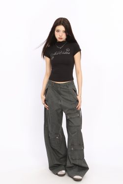 Trendy Rhinestone Letter Half-High Collar Short Sleeve T-Shirt for Women - Summer Slim Fit American Style Top