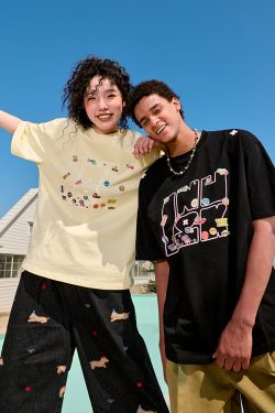 Trendy Unisex Cartoon Fun Couple Short Sleeve T-Shirt - American Heavyweight 90s Inspired Casual Wear for 2025