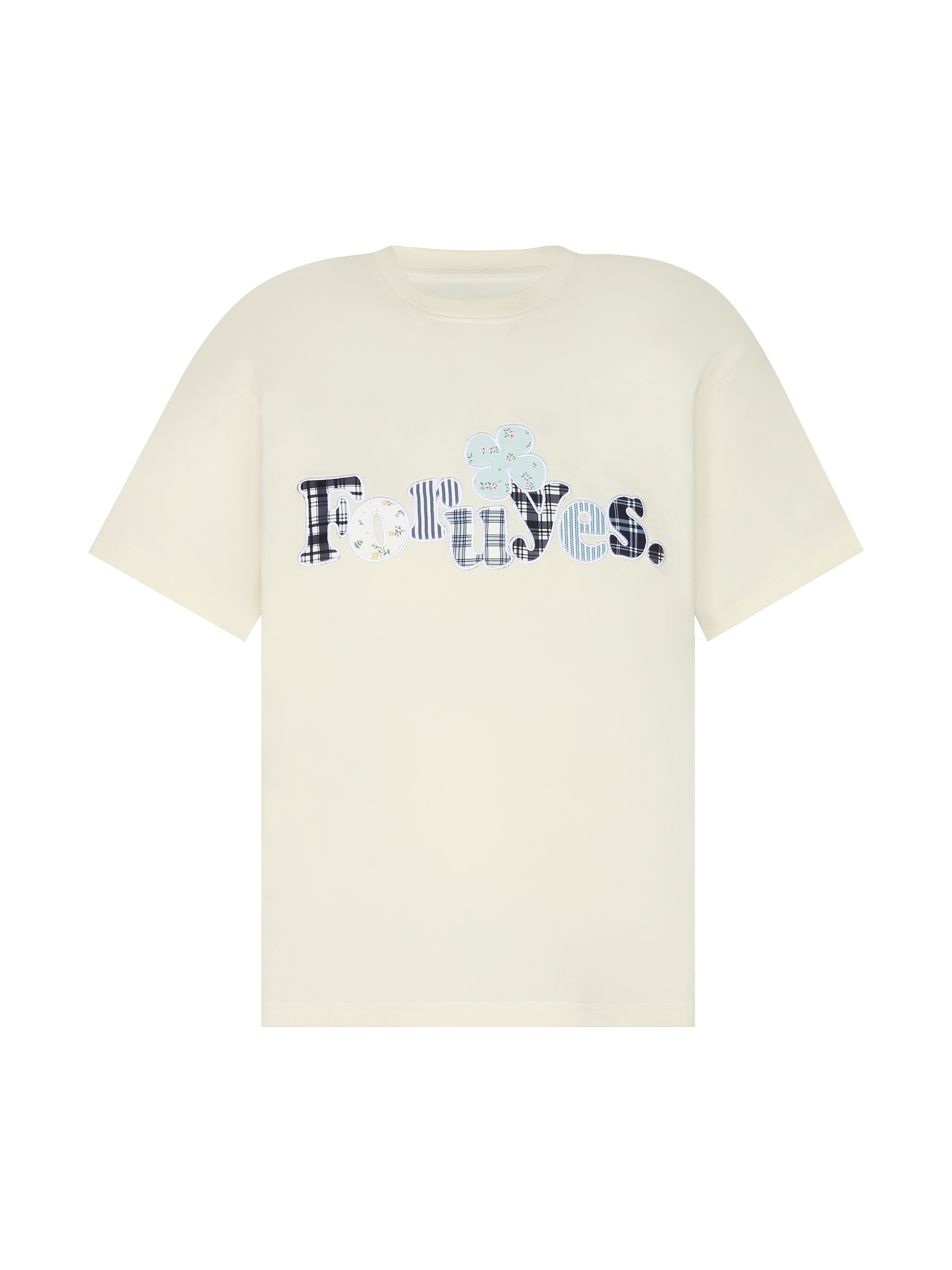 Trendy Unisex Short Sleeve T-Shirt with Plaid Floral Patch Embroidery - Summer Loose Fit Casual Wear