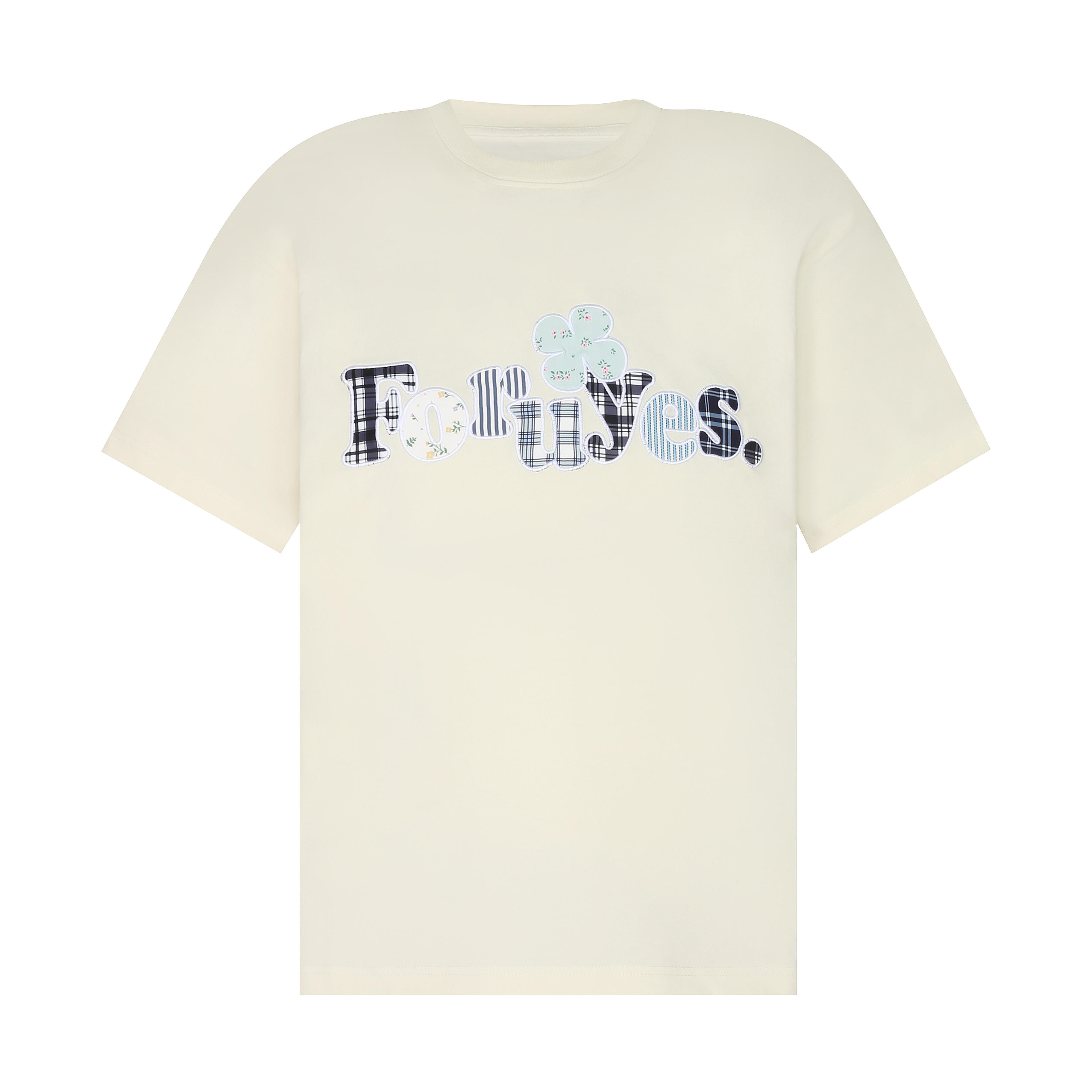 Trendy Unisex Short Sleeve T-Shirt with Plaid Floral Patch Embroidery - Summer Loose Fit Casual Wear
