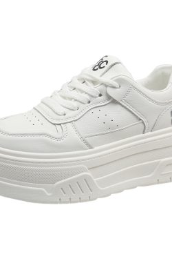 Trendy Women's Little White Sneakers 2024 - Thick-Soled Casual Platform Shoes for Petite Height with Hidden Elevation