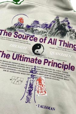 Trendy Wudang Mountain Printed Hoodie for Couples - Chinese Style Fleece Sweatshirt for Autumn & Winter 2025