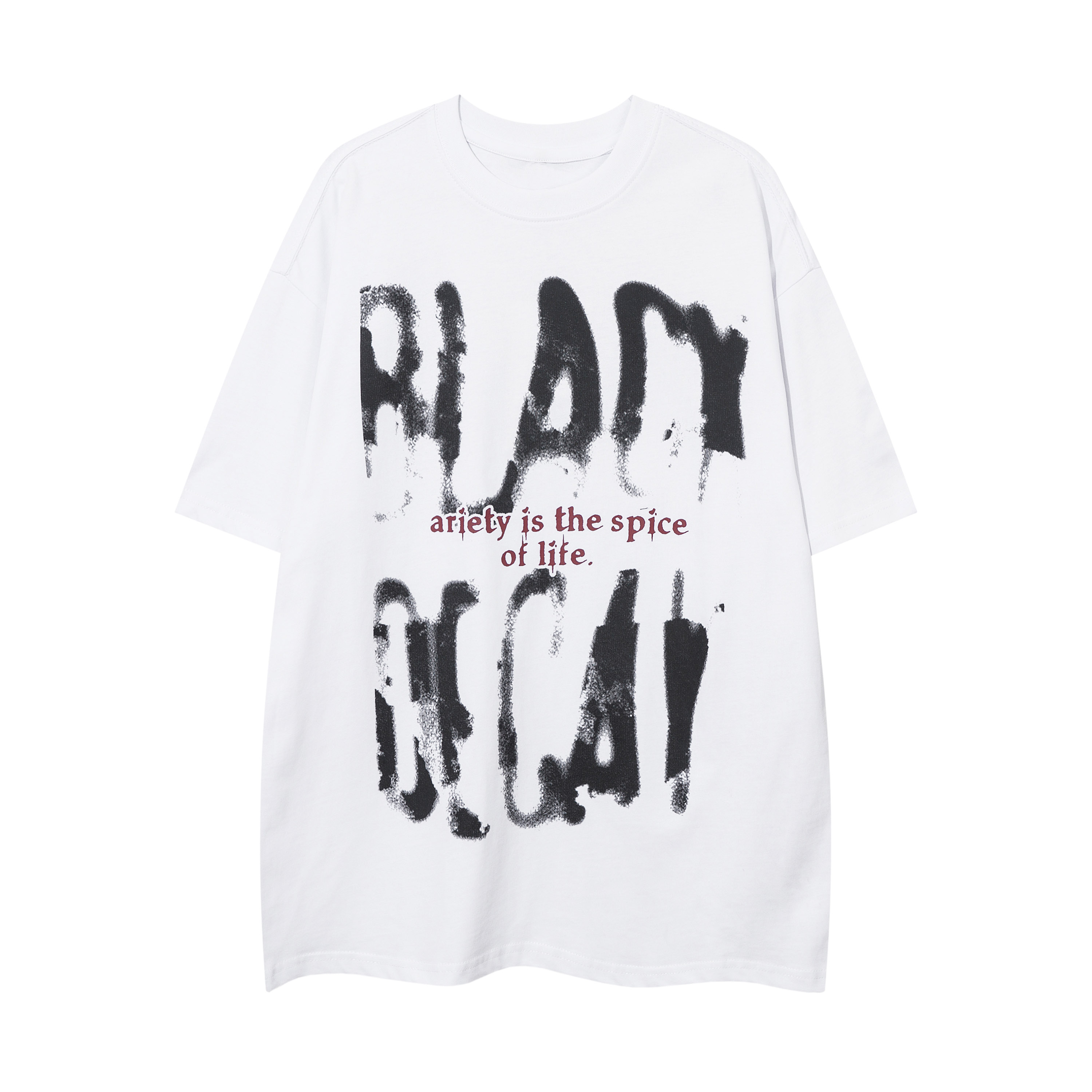 Unisex Graffiti Letter Printed Short Sleeve T-Shirt - Loose Fit Summer High Street Style for Men and Women