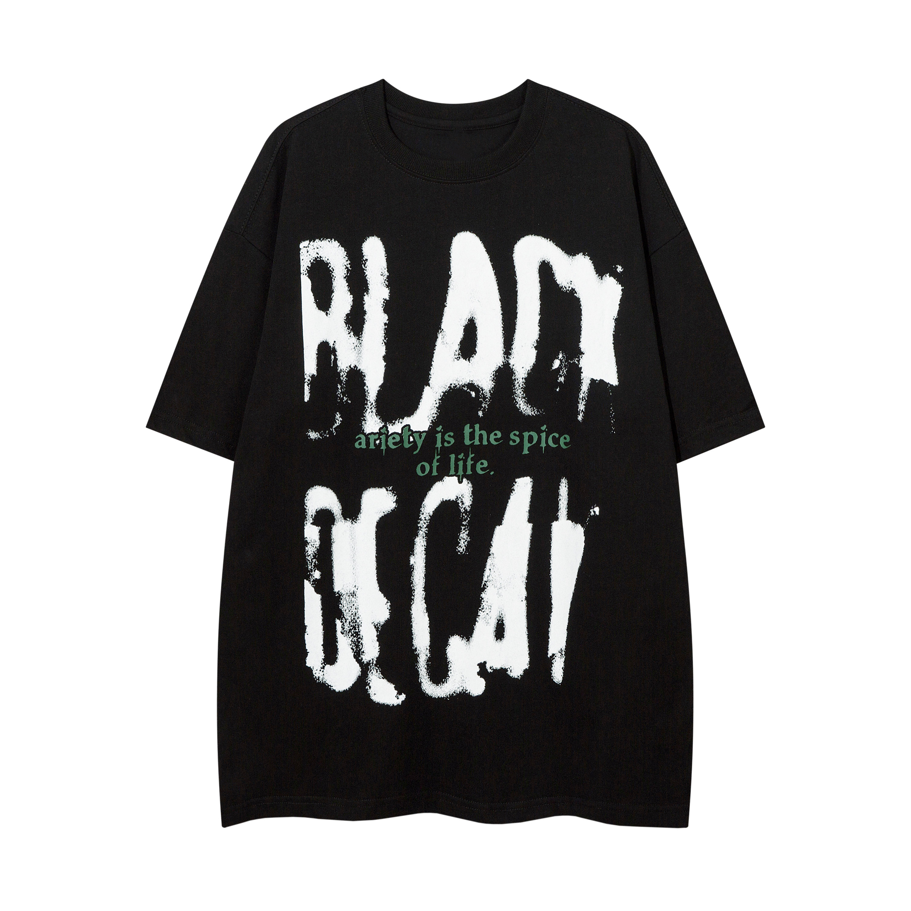 Unisex Graffiti Letter Printed Short Sleeve T-Shirt - Loose Fit Summer High Street Style for Men and Women