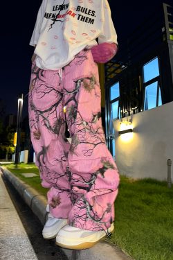 Unisex Loose Camouflage Print Casual Pants - American Retro Graffiti Straight-Leg Pants for Y2K Street Style