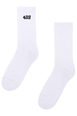 Unisex Mid-Calf Long Socks with Logo Letter Design - National Trend, Pure Cotton, Towel Bottom, 2023 Fashion Essential
