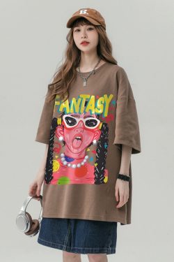 Unisex Plus Size American Retro Hip-Hop Graffiti Printed Short Sleeve T-Shirt - Loose Fit Pure Cotton Couple Top