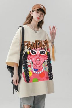 Unisex Plus Size American Retro Hip-Hop Graffiti Printed Short Sleeve T-Shirt - Loose Fit Pure Cotton Couple Top