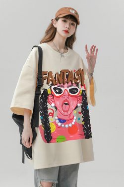 Unisex Plus Size American Retro Hip-Hop Graffiti Printed Short Sleeve T-Shirt - Loose Fit Pure Cotton Couple Top