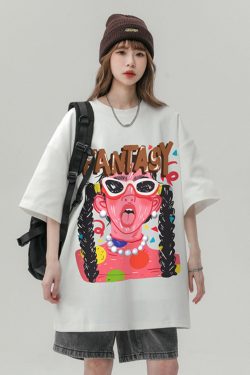 Unisex Plus Size American Retro Hip-Hop Graffiti Printed Short Sleeve T-Shirt - Loose Fit Pure Cotton Couple Top