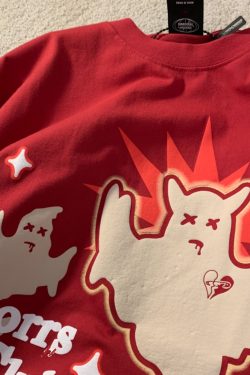 Unisex Plus Size Fun Ghost Cartoon Short Sleeve T-Shirt - Loose Fit Cotton Couples Top for Men & Women