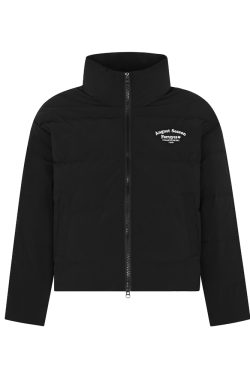 Unisex White Duck Down Jacket with Embroidered Slogan, Stand Collar, Loose Fit - Trendy Winter Coat for Men and Women