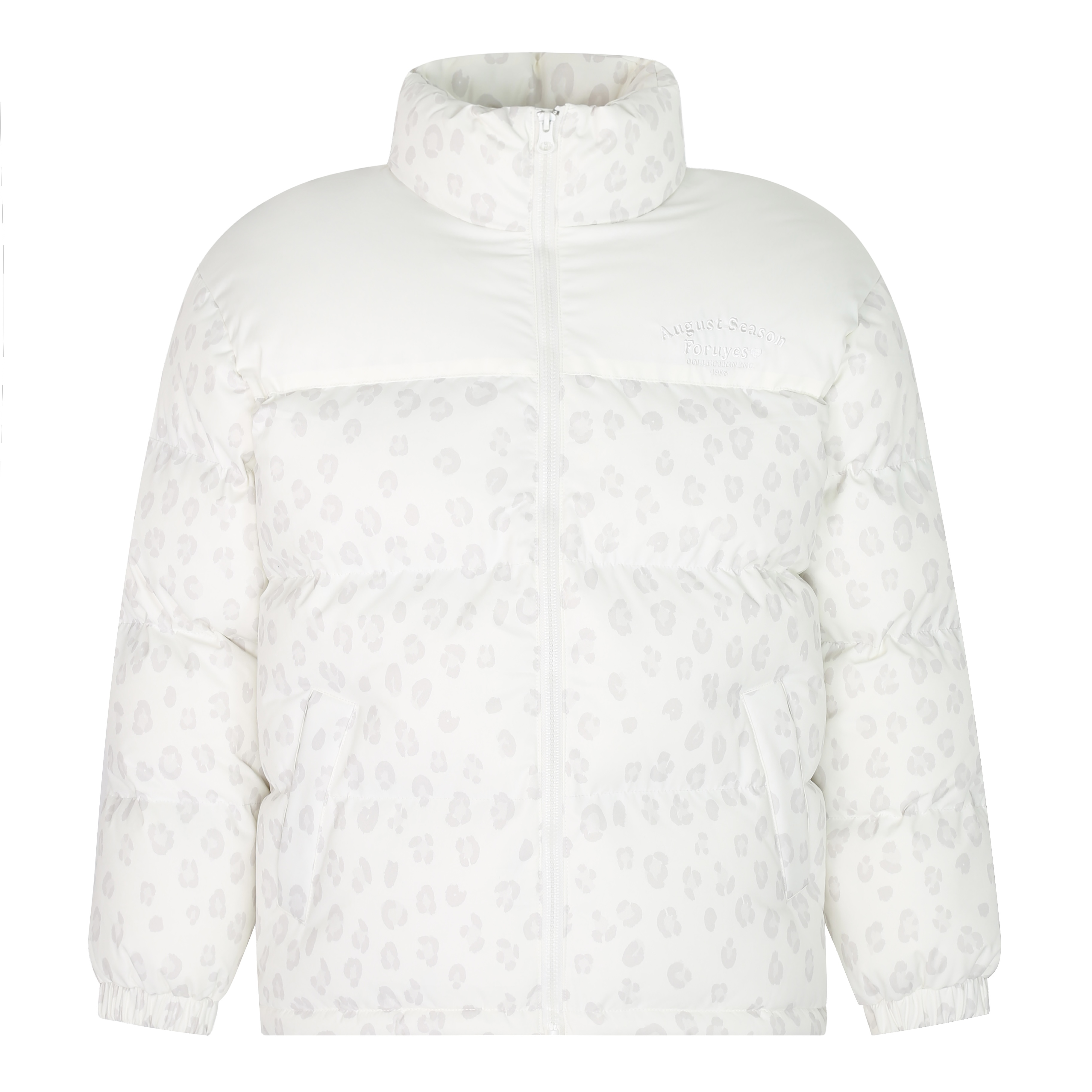 Unisex Winter Thick Cotton Jacket with Leopard Print Splicing and Slogan Embroidery - Trendy National Style Outerwear