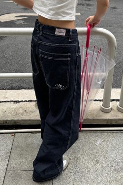 Versatile American Retro Embroidered Wide-Leg Jeans for Men and Women - Trendy Street Style Straight-Leg Pants, Slimming Fit