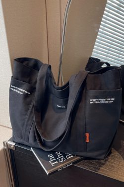 Versatile Canvas Tote Bag for Women - 2025 Spring/Summer Large Capacity Shoulder Bag for Students and Commuters