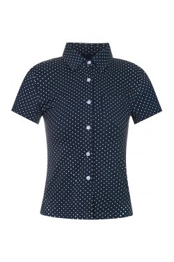 Vintage American Polka Dot Slim Fit Shirt with Shoulder Structure and Waist-Defining Design, Perfect for Y2K and Retro Styles