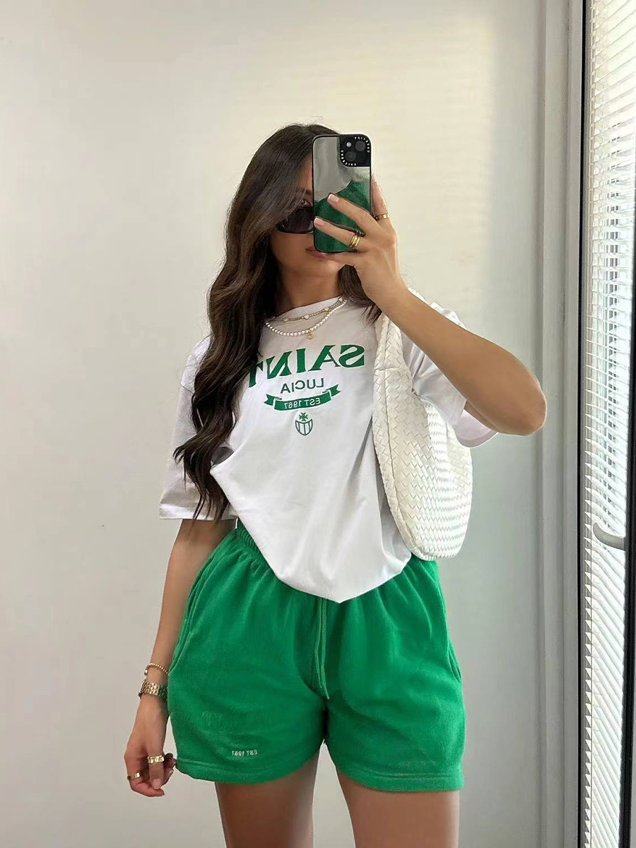 Vintage American Retro White Letter Oversized Short Sleeve T-Shirt for Women - Trendy Y2K Hot Girl Cotton Top