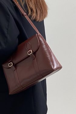Vintage Burgundy Women's Messenger Tote Bag - High-End Shoulder Crossbody Bag in Hong Kong Style