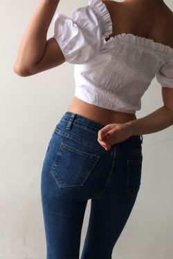 Vintage Court Puff Sleeve Ruffled Off-Shoulder Blouse with Waist Tie - High-Waisted Short Top for Y2K and Korean Style Fashion