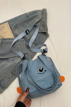 Vintage Embroidered Denim Drawstring Bucket Bag for Women - Cute Summer Crossbody Shoulder Bag for Phones 2025 Style