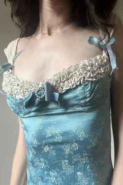 Vintage Floral Butterfly Shoulder Strap Ruffled Edge Vest - Backless Camisole for Women - Summer Y2K Style