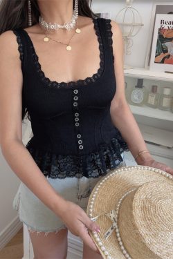 Vintage French Lace Trim Camisole - Handmade Fairy Waist-Cinching Innerwear for Versatile Vacation Style