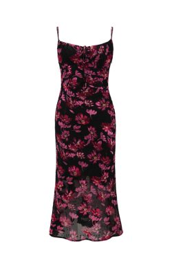 Vintage French Printed Camisole Dress for Women, Sexy Slim Fit Backless Long Dress, Perfect for Summer and Y2K Style