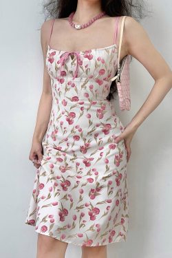 Vintage French Tulip Strap Dress for Women - Summer Slim A-Line Waist-Defined Short Skirt - 90s Inspired Fashion