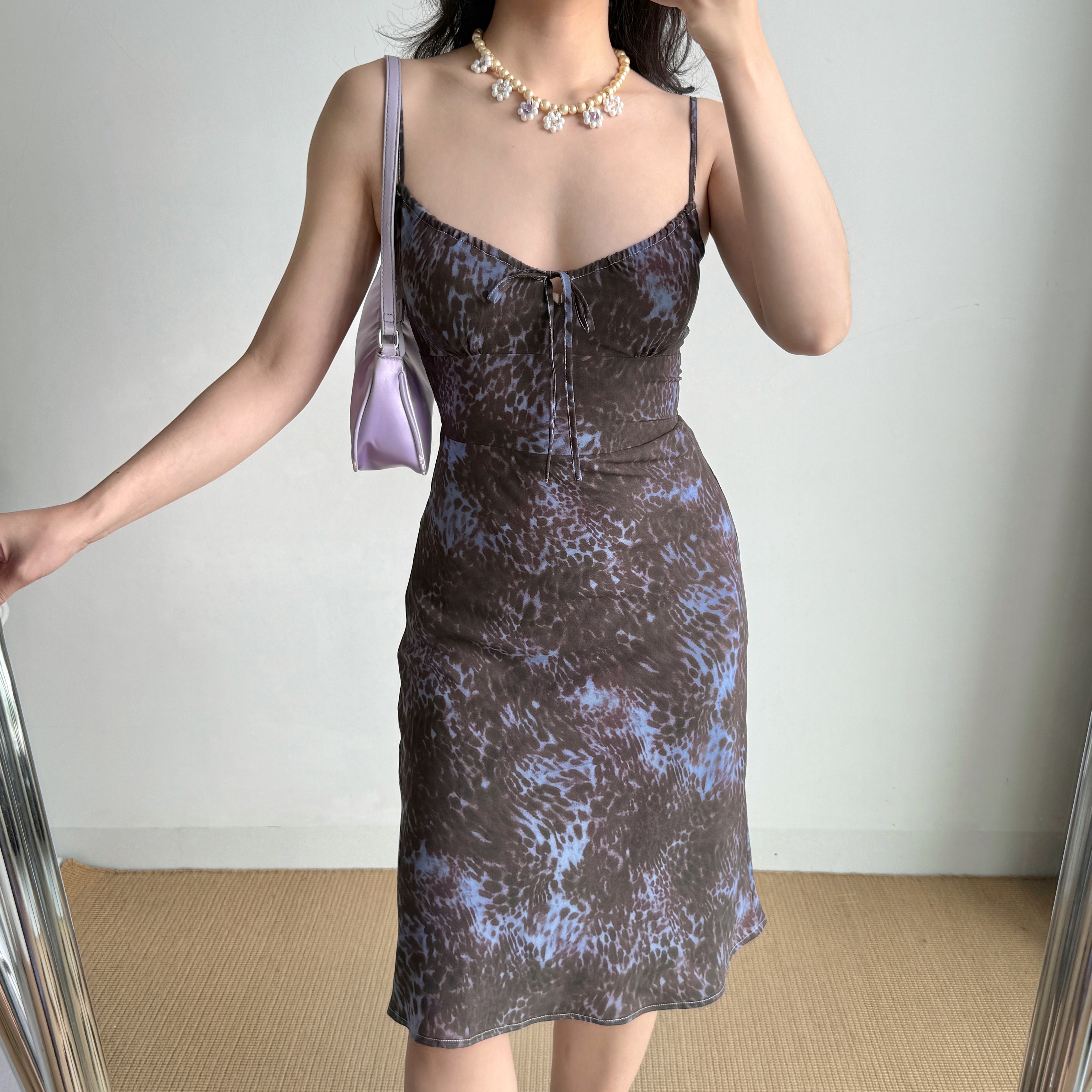 Vintage Leopard Print Cami Dress - Mid-Length Women's Summer Vacation Dress for a Chic 90s Y2K Look