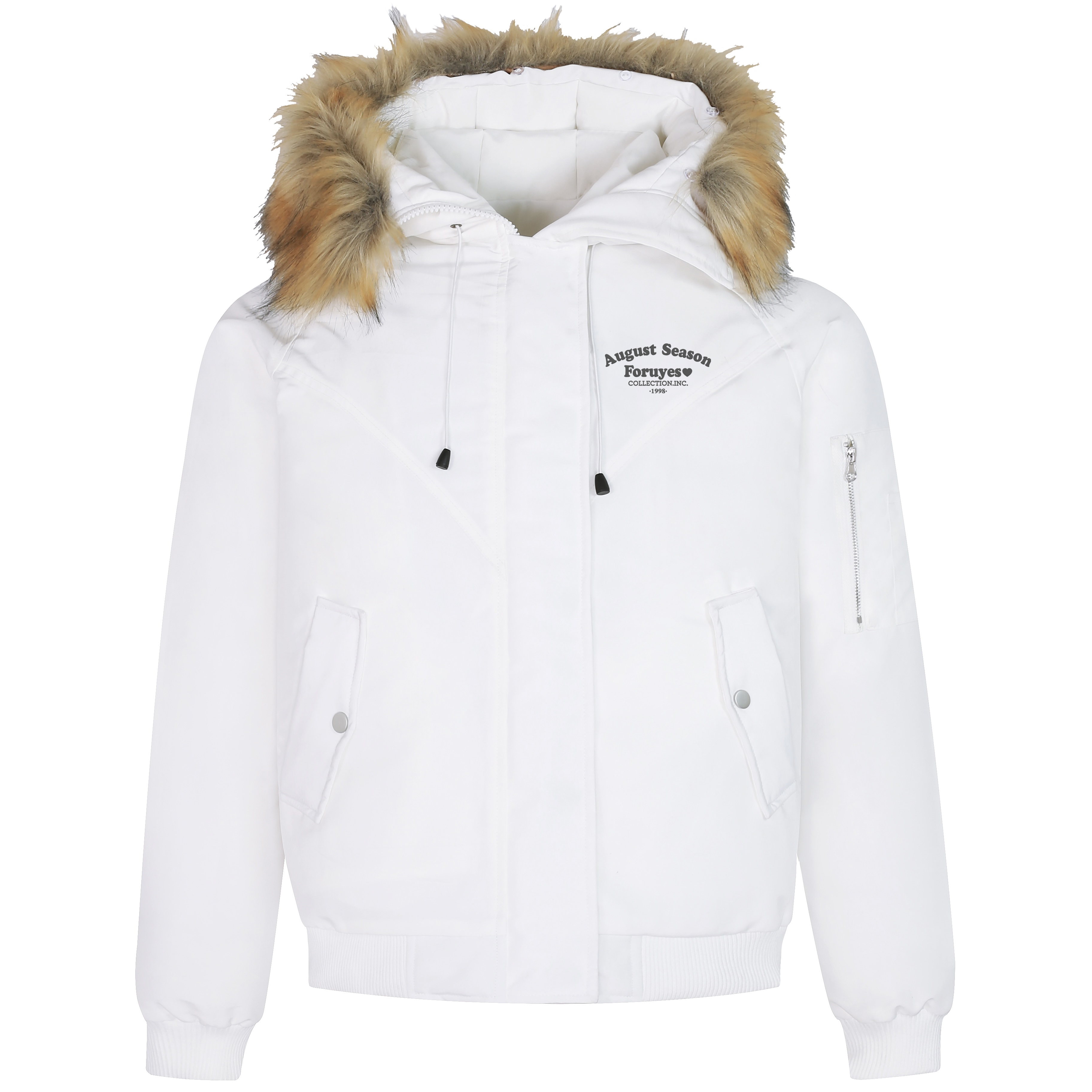 Vintage Slogan Embroidered Hooded Parka with Thick Fur Collar for Men and Women - Warm Cotton Jacket for Couples, Y2K Style