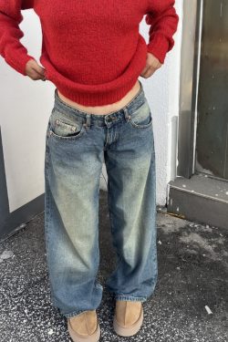Vintage Washed Distressed Loose Low Waist Wide Leg Jeans for Women - 2025 Street Style Fashion
