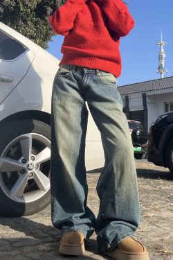 Vintage Washed Distressed Loose Low Waist Wide Leg Jeans for Women - 2025 Street Style Fashion