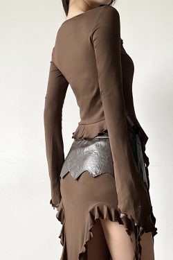 Vintage Wasteland Ruffled Edge Flowing Ribbon Cardigan - Women's Retro Bell Sleeve Shirt with Niche Design