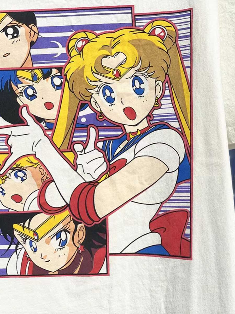 Vintage Water Washed Sailor Moon Short Sleeve T-shirt for Men and Women - 90s Inspired Sailor Senshi Graphic Tee