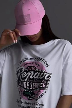 Vintage White Short-Sleeve T-Shirt for Women - Retro American High Street Loose Fit Top with Spicy Girl Style
