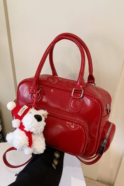 Winter 2025 Red Christmas Double Shoulder Bag - Trendy Large Capacity Student Bag with High-End Feel
