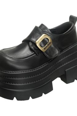 Women's 10cm Thick-Soled High-Heeled Loafers - British Style Spring 2025 Leather Platform Shoes for Height Increase