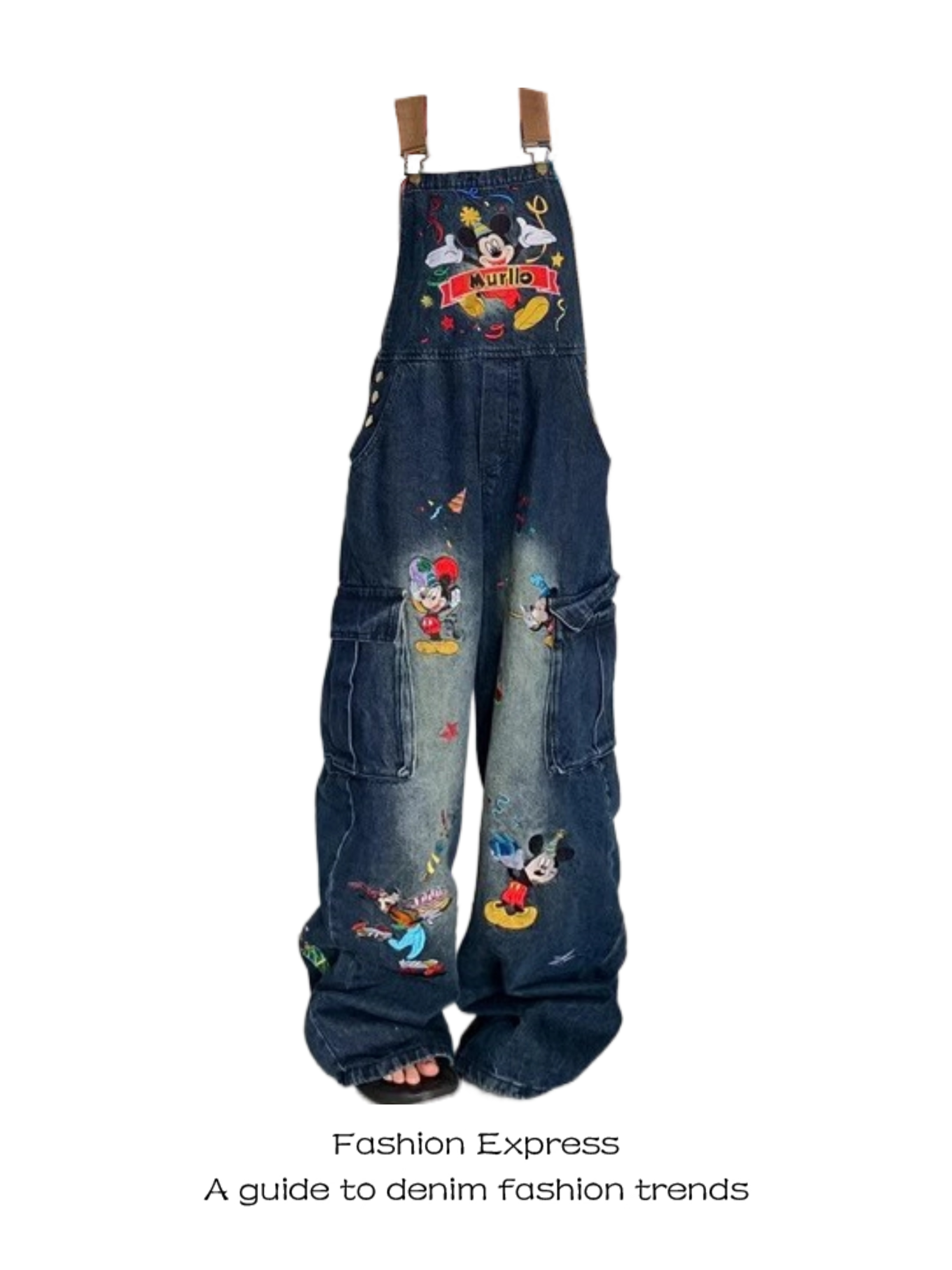 Women's 2025 American Retro Cartoon Cat Embroidery Denim Overalls - Playful Loose Fit Long Pants for Trendy Style