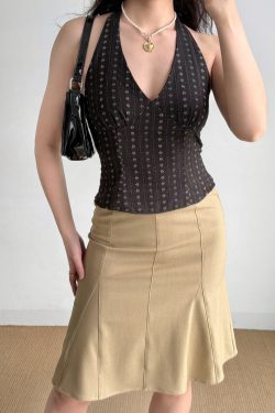 Women's Bodycon Fishtail Skirt - Mid-Waist A-Line Design, Versatile and Slimming European and American Style