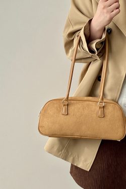 Women's Brown Suede Shoulder Bag - Korean Style High-End Retro Design for Spring & Summer 2025