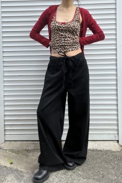 Women's Casual Loose Wide-Leg Sweatpants with Drawstring - Versatile Thin Jeans for Effortless 90s Y2K Style