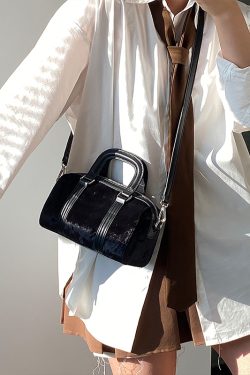 Women's Dark Aesthetic Boston Bag - Versatile Handbag, Shoulder & Crossbody Style, Korean Style 2025