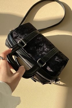 Women's Dark Aesthetic Boston Bag - Versatile Handbag, Shoulder & Crossbody Style, Korean Style 2025