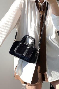 Women's Dark Aesthetic Boston Bag - Versatile Handbag, Shoulder & Crossbody Style, Korean Style 2025