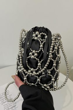 Women's High-End Metal Bead Handbag - Small Square Shoulder Bag for Summer 2025, Versatile Phone Bag, Trendy Evening Accessory